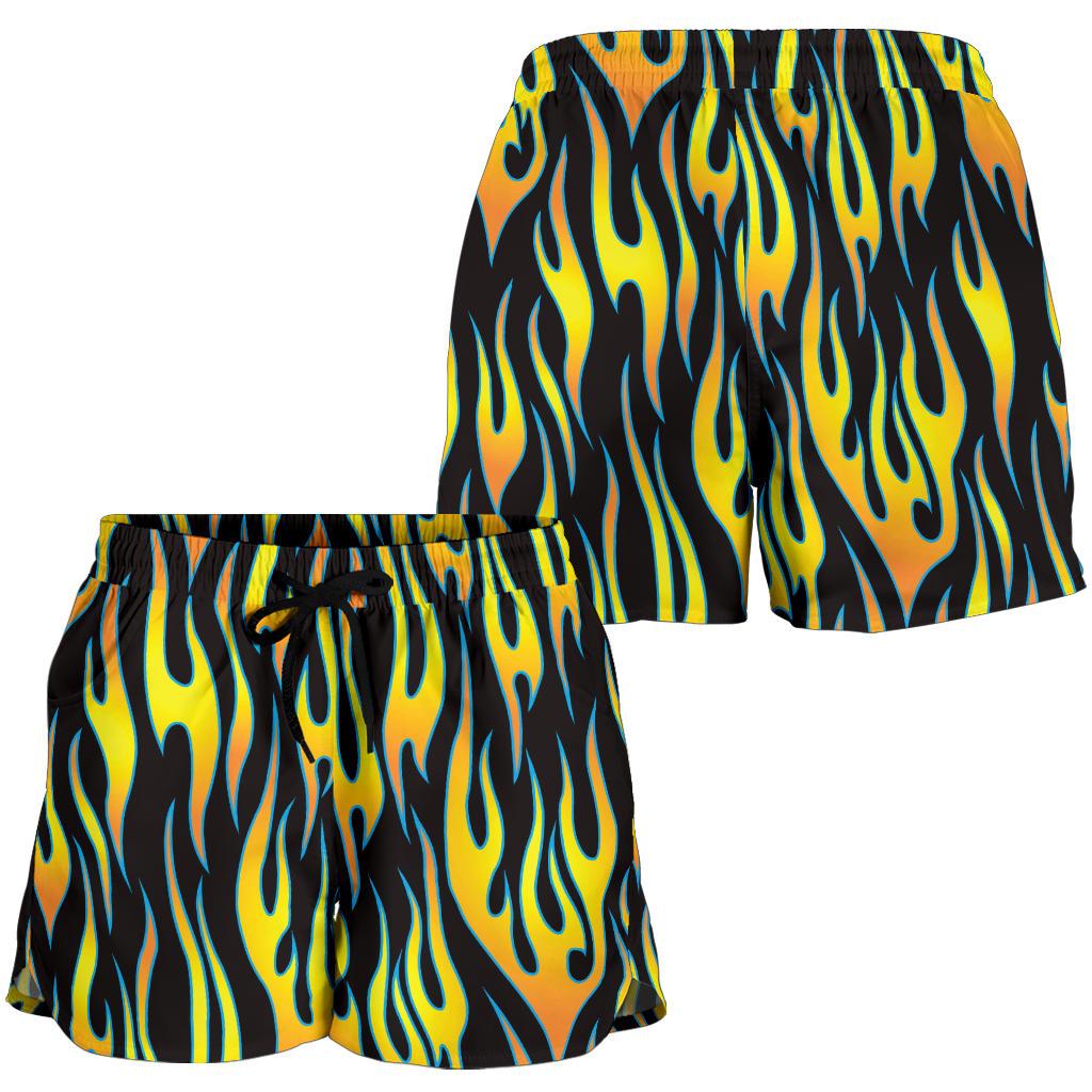 Flame Fire Yellow Pattern Women Shorts-JTAMIGO.COM