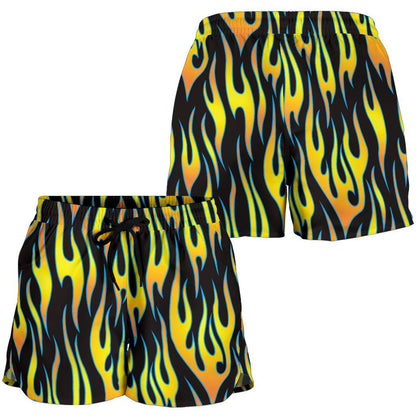 Flame Fire Yellow Pattern Women Shorts-JTAMIGO.COM