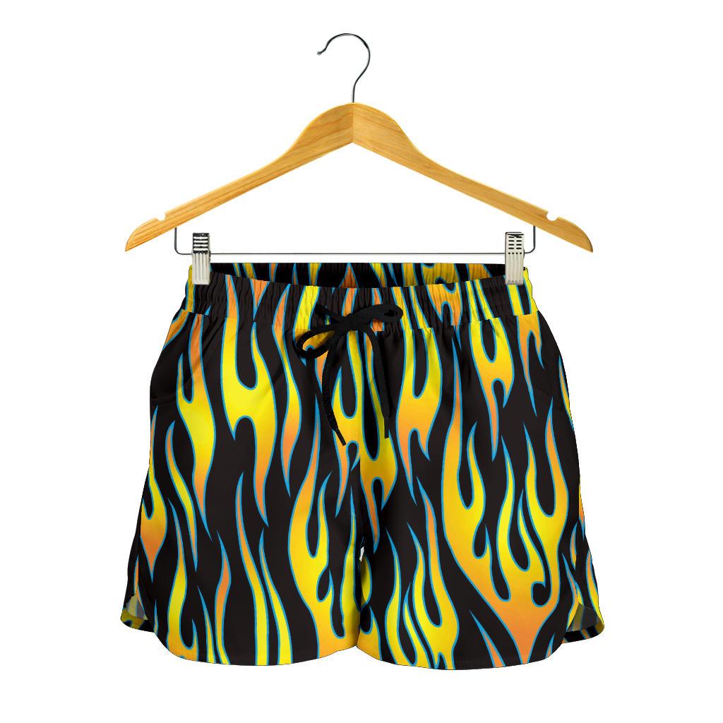 Flame Fire Yellow Pattern Women Shorts-JTAMIGO.COM