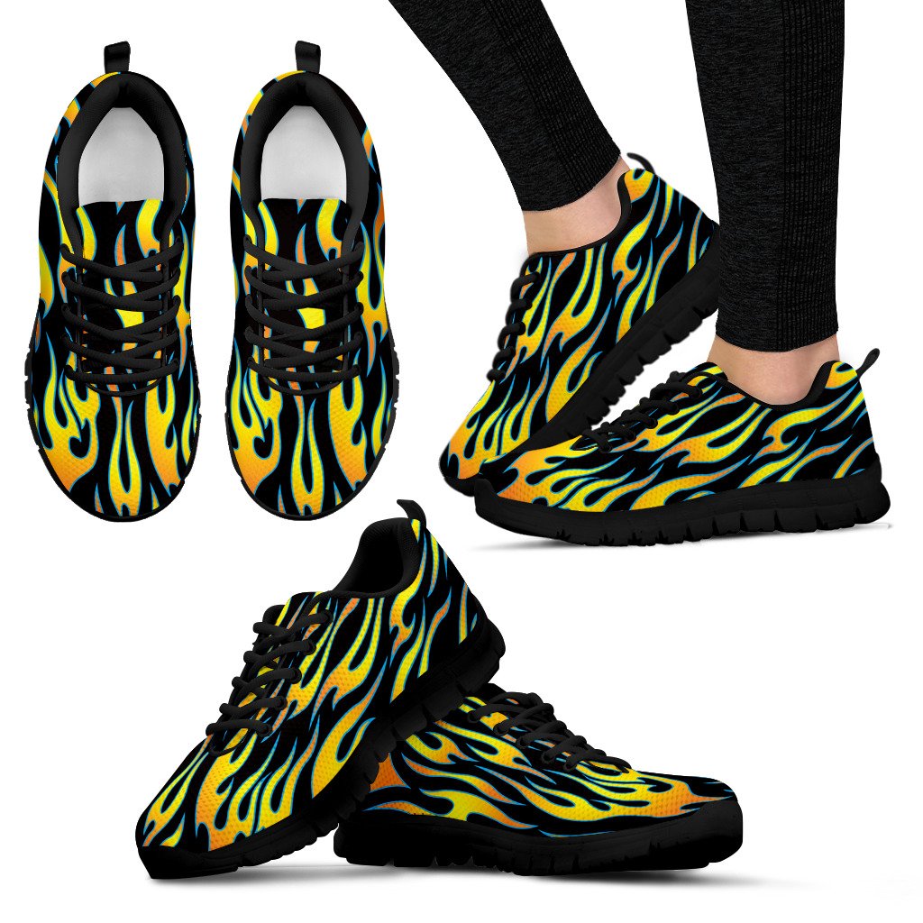 Flame Fire Yellow Pattern Women Sneakers Shoes
