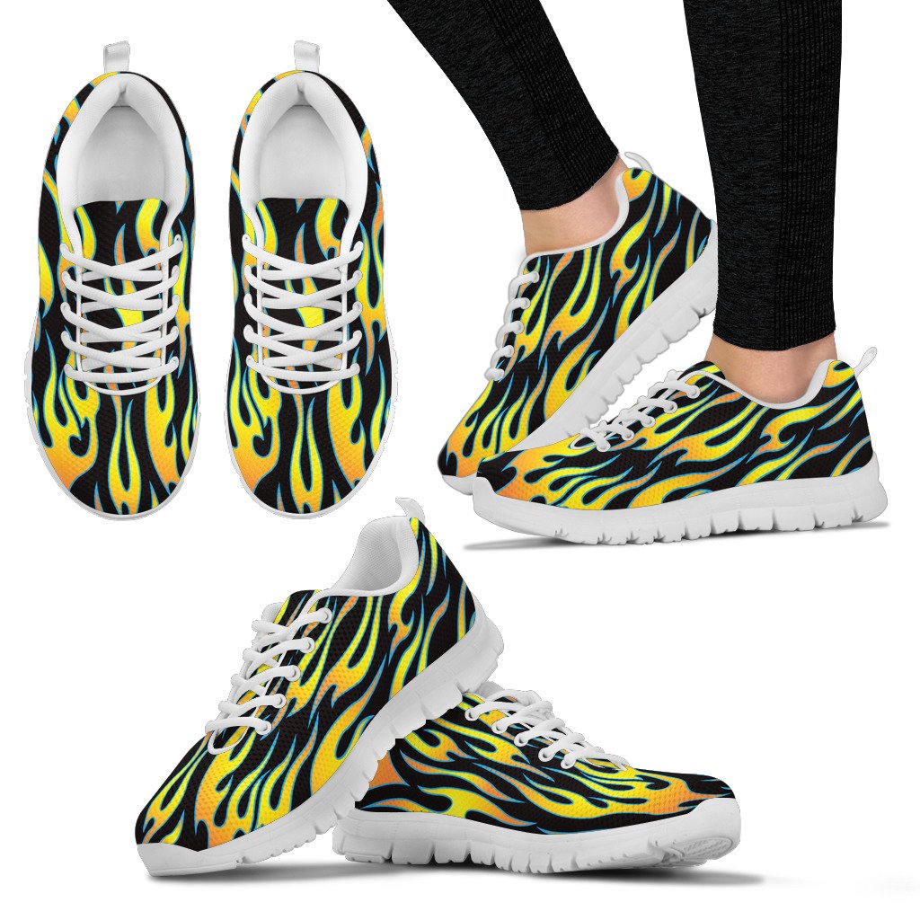Flame Fire Yellow Pattern Women Sneakers Shoes