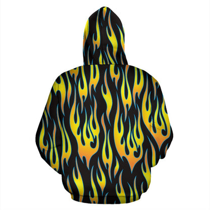 Flame Fire Yellow Pattern Zip Up Hoodie