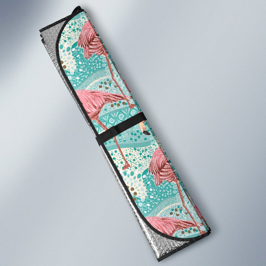 Flamingo Background Themed Print Car Sun Shade For Windshield