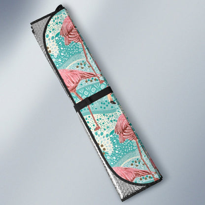 Flamingo Background Themed Print Car Sun Shade For Windshield