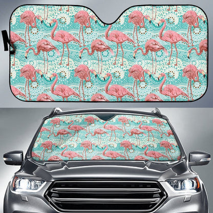 Flamingo Background Themed Print Car Sun Shade For Windshield