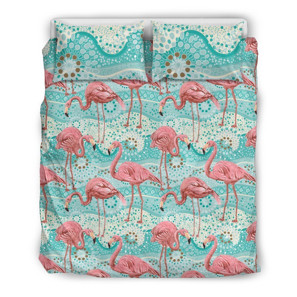 Flamingo Background Themed Print Duvet Cover Bedding Set