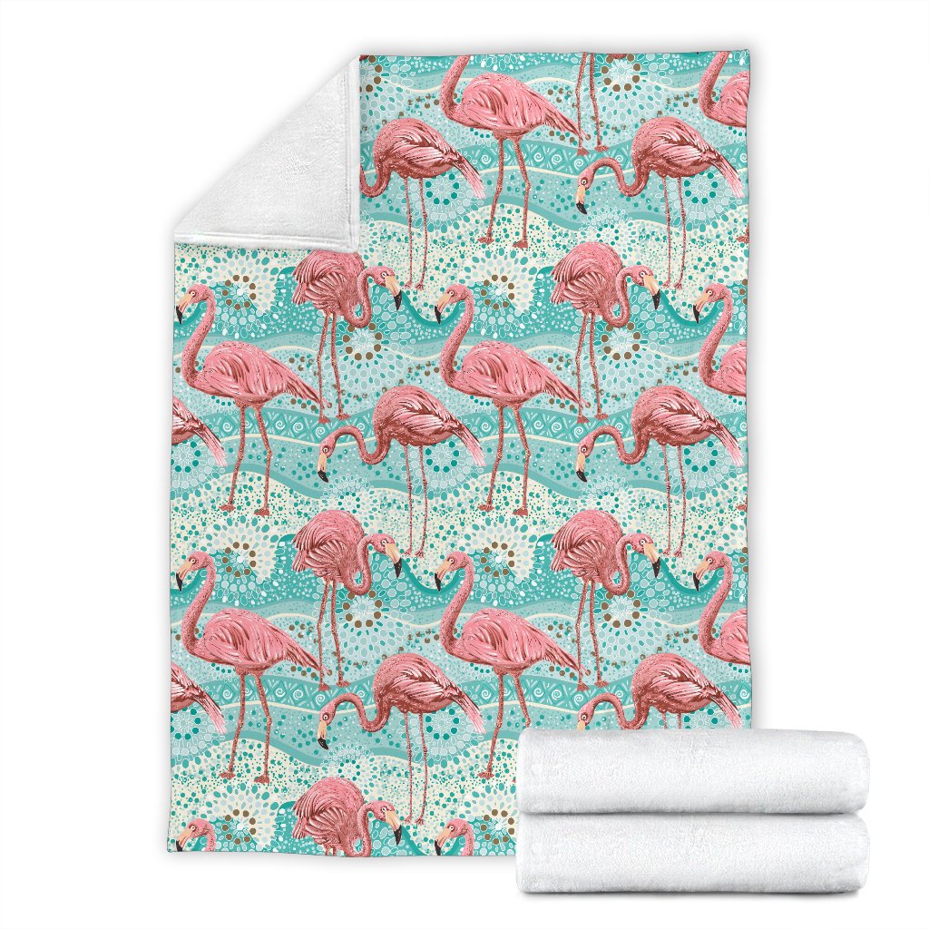 Flamingo Background Themed Print Fleece Blanket