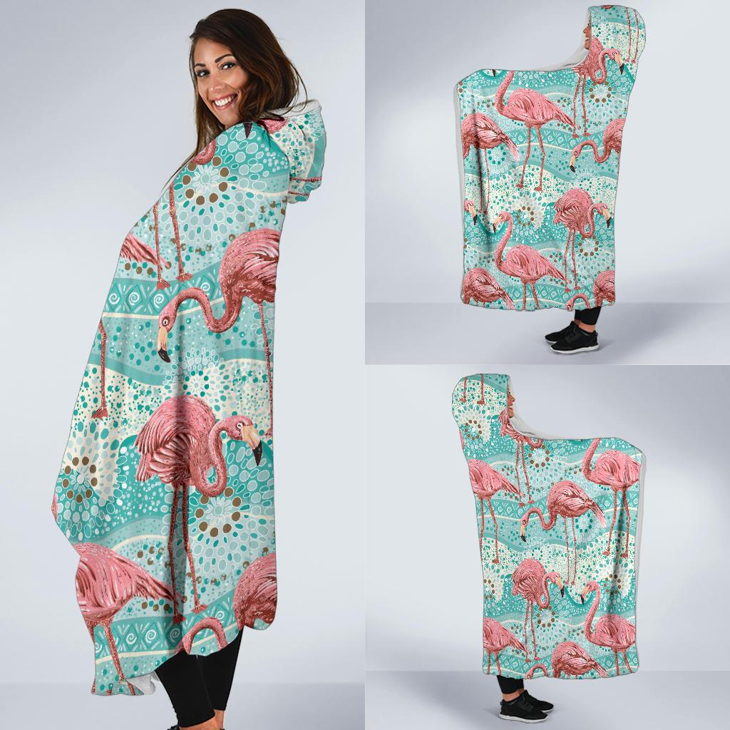 Flamingo Background Themed Print Hooded Blanket-JTAMIGO.COM