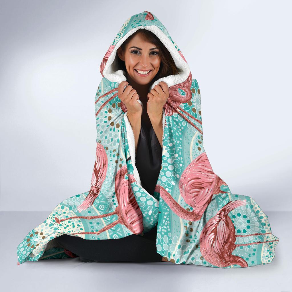 Flamingo Background Themed Print Hooded Blanket-JTAMIGO.COM