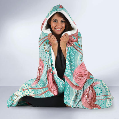 Flamingo Background Themed Print Hooded Blanket-JTAMIGO.COM