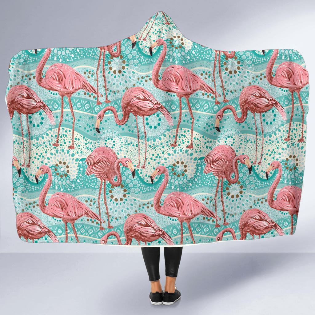 Flamingo Background Themed Print Hooded Blanket-JTAMIGO.COM