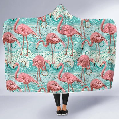 Flamingo Background Themed Print Hooded Blanket-JTAMIGO.COM