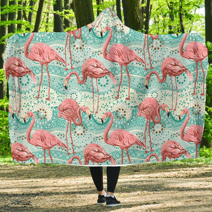 Flamingo Background Themed Print Hooded Blanket-JTAMIGO.COM