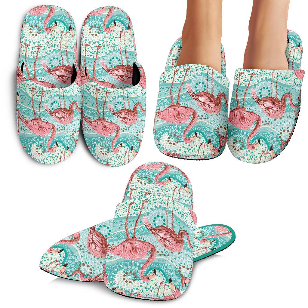 Flamingo Background Themed Print House Slippers