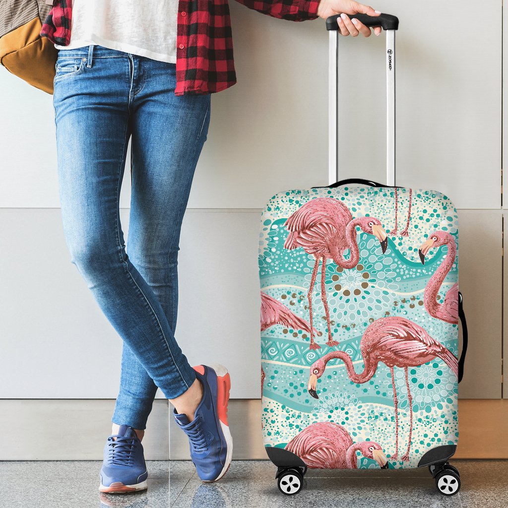 Flamingo Background Themed Print Luggage Cover Protector