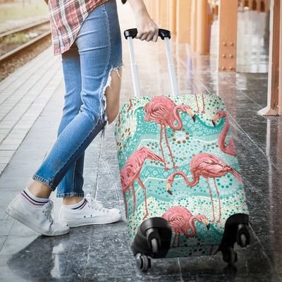 Flamingo Background Themed Print Luggage Cover Protector