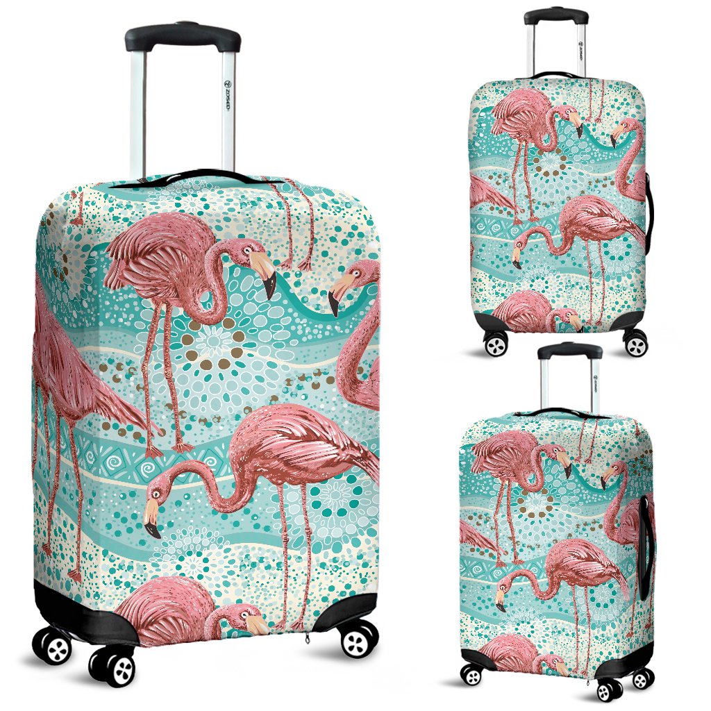 Flamingo Background Themed Print Luggage Cover Protector