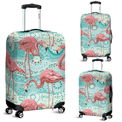 Flamingo Background Themed Print Luggage Cover Protector