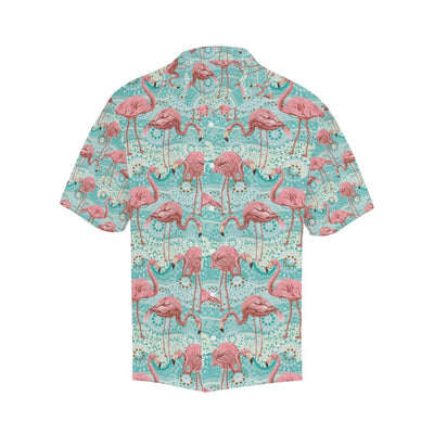 Flamingo Background Themed Print Men Aloha Hawaiian Shirt