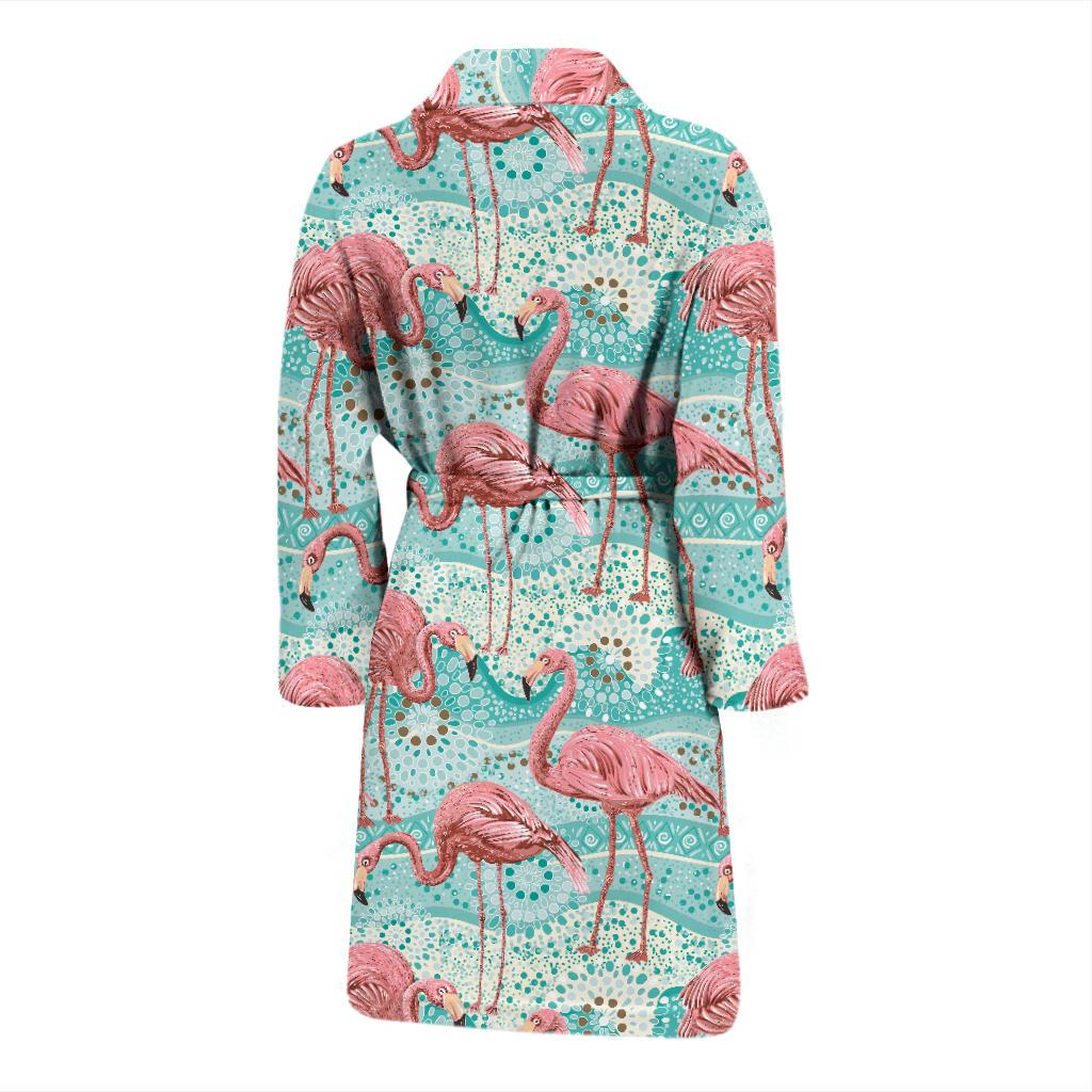Flamingo Background Themed Print Men Bath Robe-JTAMIGO.COM