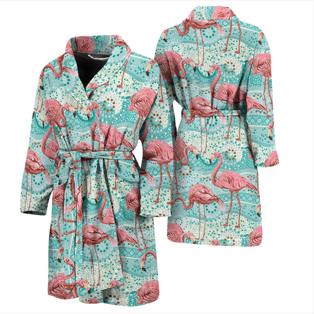 Flamingo Background Themed Print Men Bath Robe-JTAMIGO.COM
