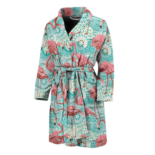 Flamingo Background Themed Print Men Bath Robe-JTAMIGO.COM