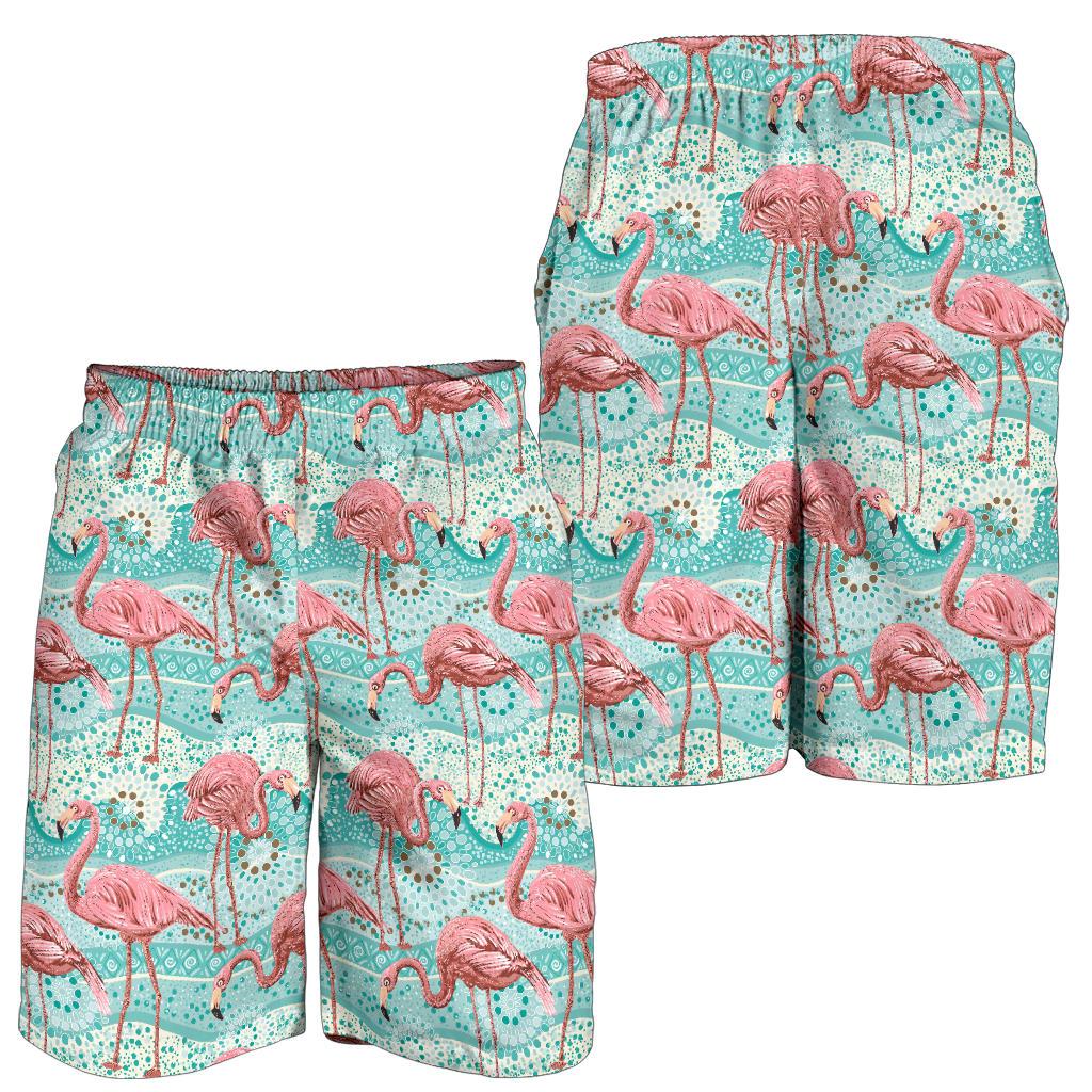 Flamingo Background Themed Print Mens Shorts-JTAMIGO.COM