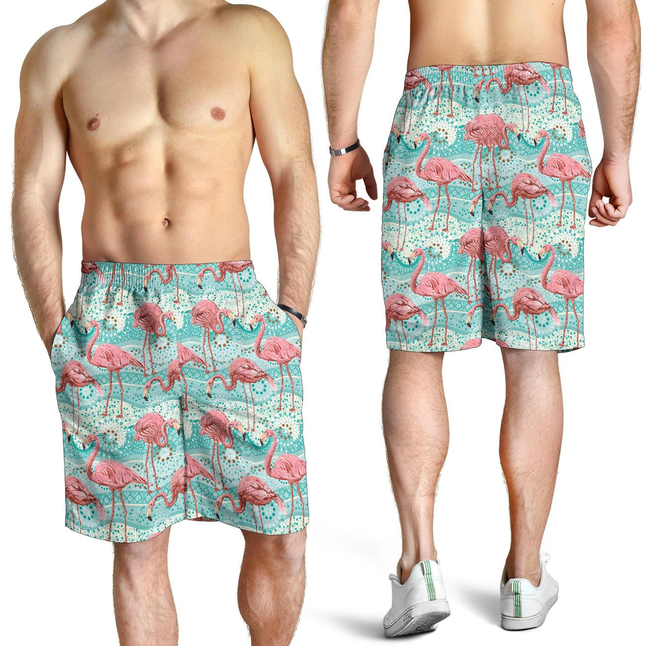 Flamingo Background Themed Print Mens Shorts-JTAMIGO.COM