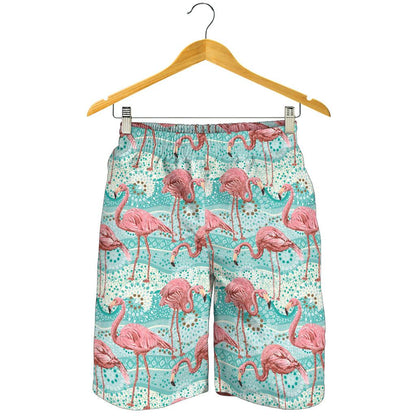 Flamingo Background Themed Print Mens Shorts-JTAMIGO.COM