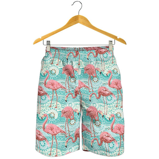 Flamingo Background Themed Print Mens Shorts-JTAMIGO.COM