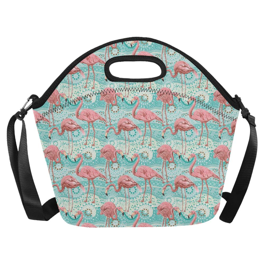 Flamingo Background Themed Print Neoprene Lunch Bag (Model 1669)(Large)-JTAMIGO.COM