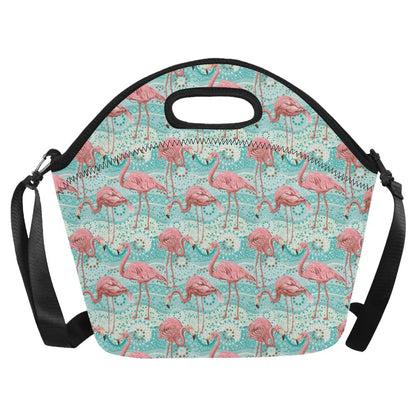 Flamingo Background Themed Print Neoprene Lunch Bag (Model 1669)(Large)-JTAMIGO.COM