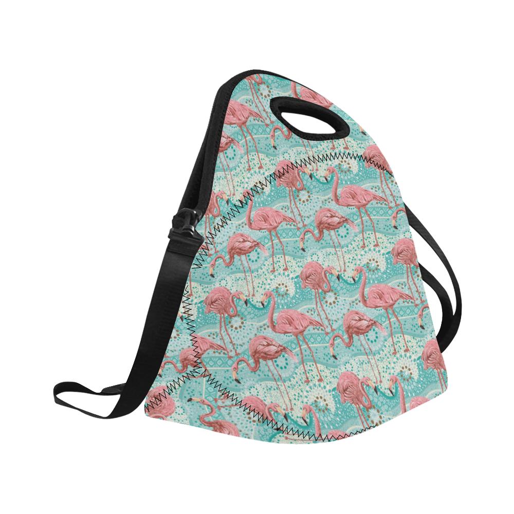 Flamingo Background Themed Print Neoprene Lunch Bag (Model 1669)(Large)-JTAMIGO.COM