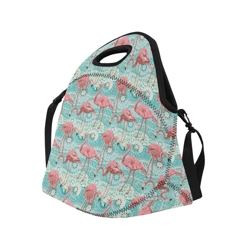 Flamingo Background Themed Print Neoprene Lunch Bag (Model 1669)(Large)-JTAMIGO.COM