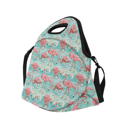 Flamingo Background Themed Print Neoprene Lunch Bag (Model 1669)(Large)-JTAMIGO.COM