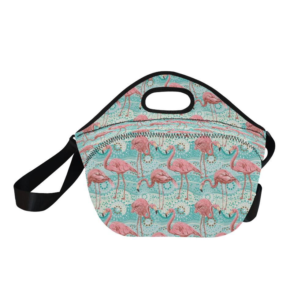 Flamingo Background Themed Print Neoprene Lunch Bag (Model 1669)(Large)-JTAMIGO.COM