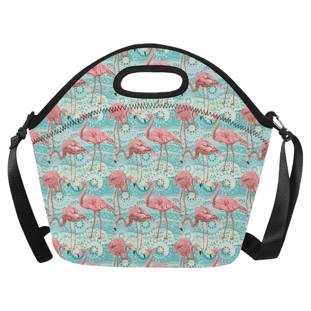 Flamingo Background Themed Print Neoprene Lunch Bag (Model 1669)(Large)-JTAMIGO.COM