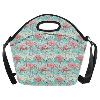 Flamingo Background Themed Print Neoprene Lunch Bag (Model 1669)(Large)-JTAMIGO.COM