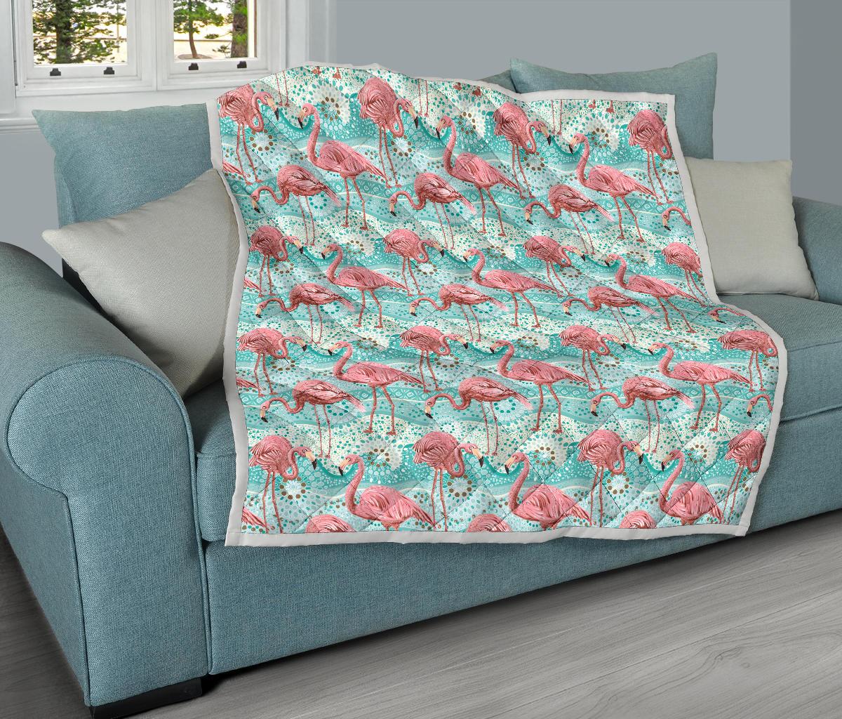 Flamingo Background Themed Print Premium Quilt-JTAMIGO.COM