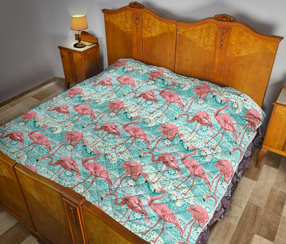 Flamingo Background Themed Print Premium Quilt-JTAMIGO.COM