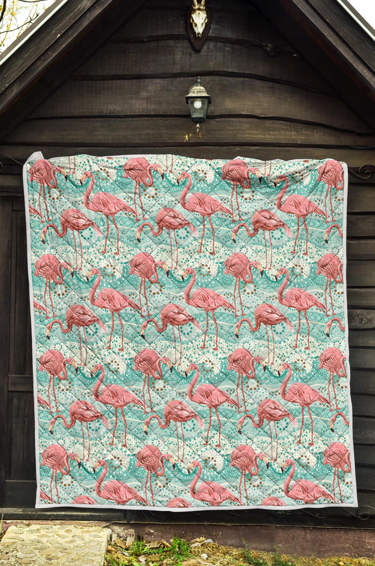 Flamingo Background Themed Print Premium Quilt-JTAMIGO.COM
