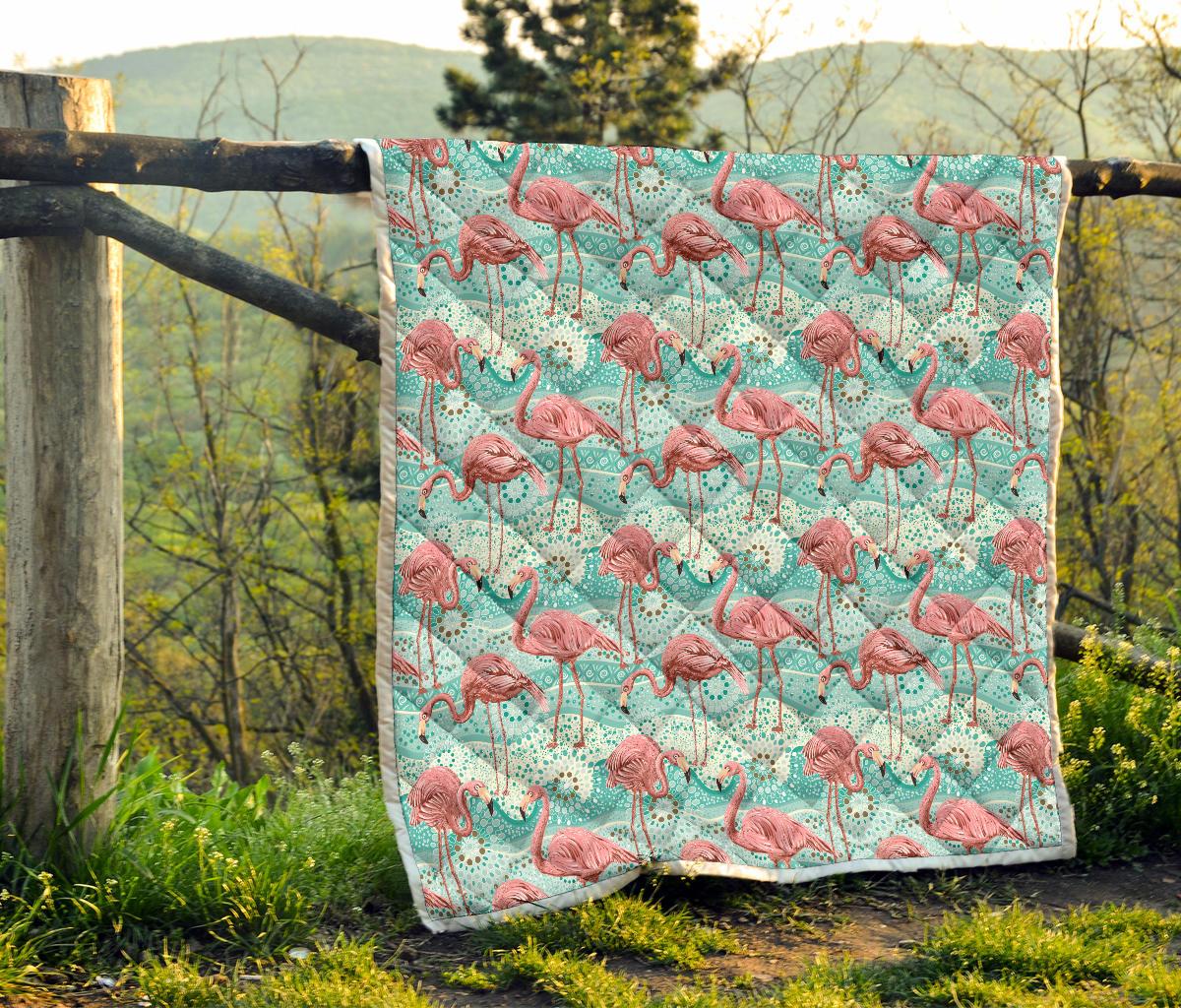 Flamingo Background Themed Print Premium Quilt-JTAMIGO.COM