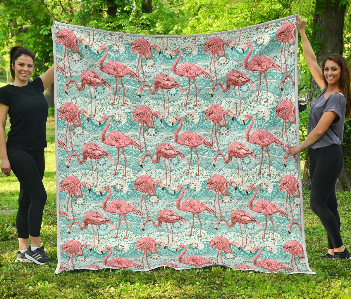 Flamingo Background Themed Print Premium Quilt-JTAMIGO.COM