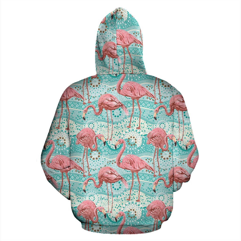 Flamingo Background Themed Print Pullover Hoodie