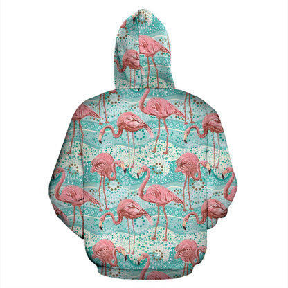 Flamingo Background Themed Print Pullover Hoodie