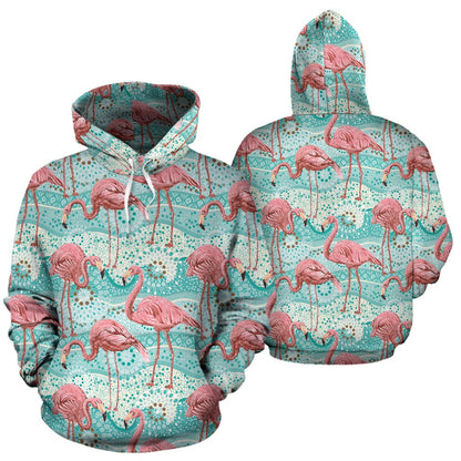 Flamingo Background Themed Print Pullover Hoodie