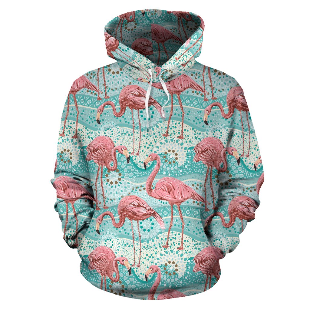 Flamingo Background Themed Print Pullover Hoodie