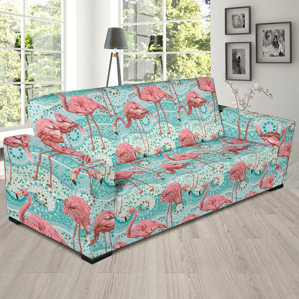 Flamingo Background Themed Print Sofa Slipcover-JTAMIGO.COM
