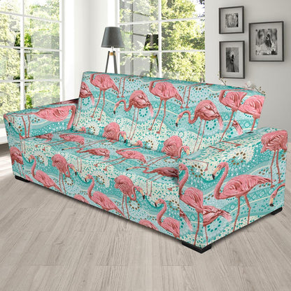Flamingo Background Themed Print Sofa Slipcover-JTAMIGO.COM
