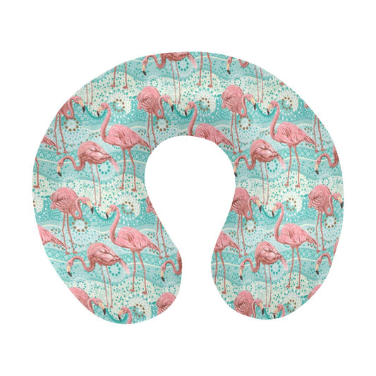Flamingo Background Themed Print U-Shaped Travel Neck Pillow-JTAMIGO.COM